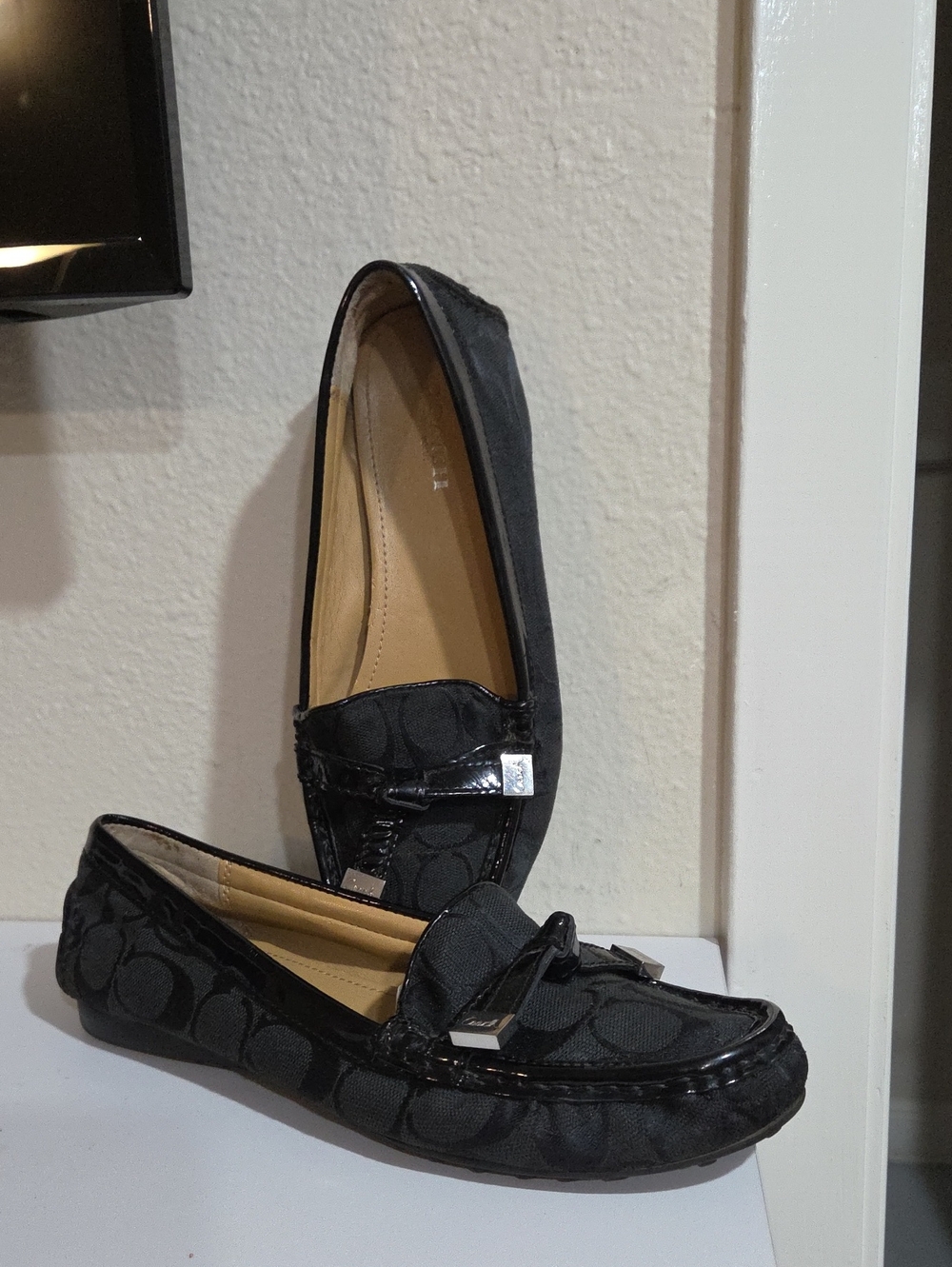 Coach Black Signature Jacquard Moccasin Loafers